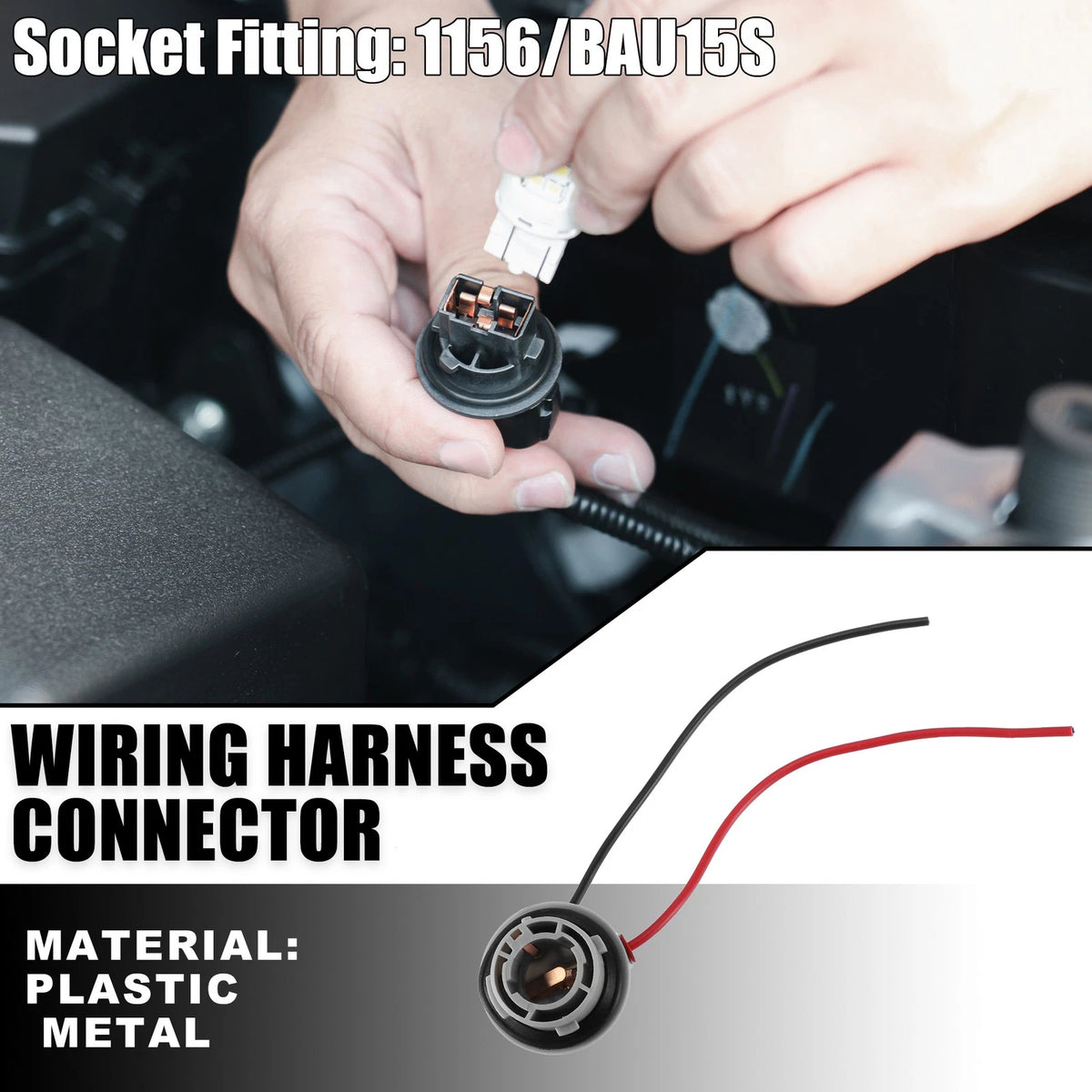 1156/BAU15S Pigtail Socket Wiring Harness Connector for Car Turn Signal Light (2010–2023)