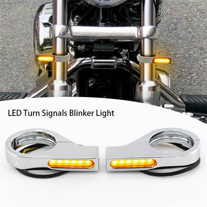LED DRL Turn Signal Blinkers for Motorcycle (39-41mm Fork Mount Clamp)