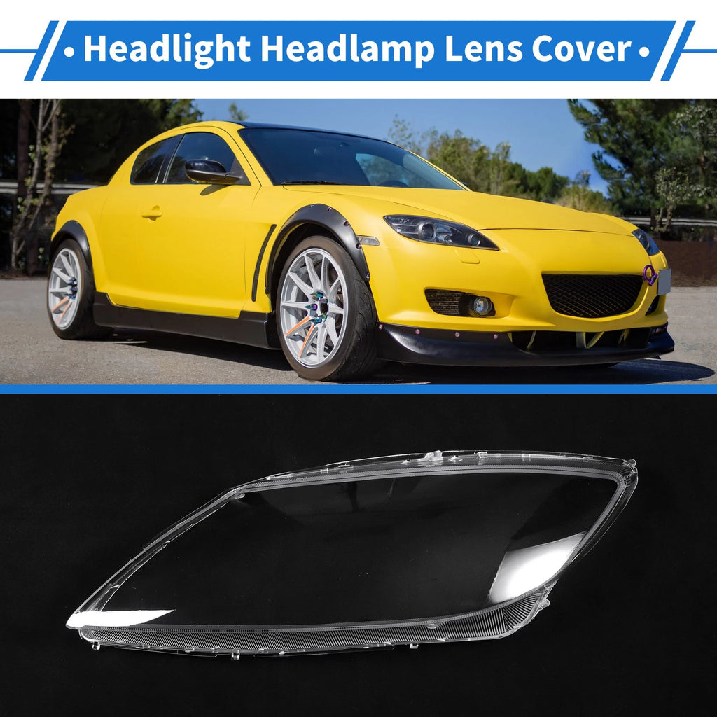 1 Pcs Headlight Lens Cover for Mazda RX-8 (2004–2011) PC Clear