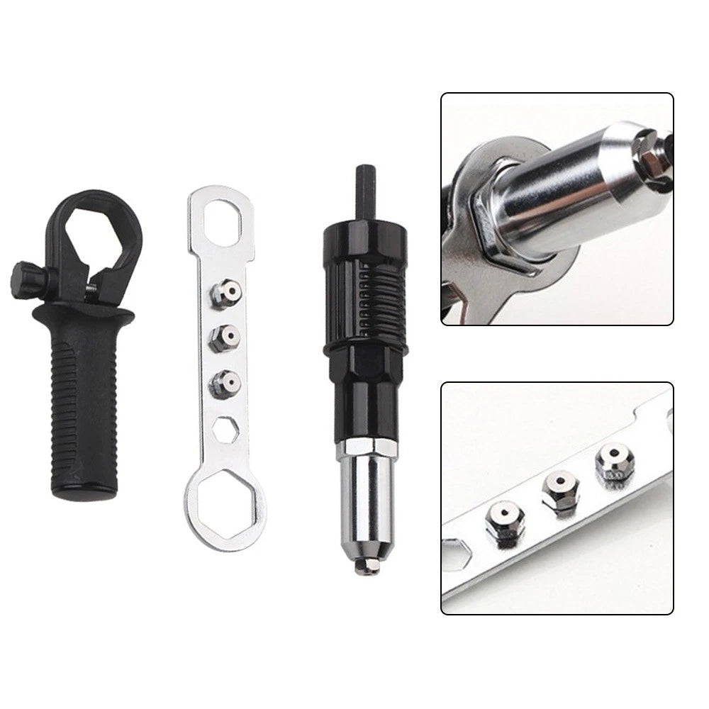 3PCS Riveting Adapter Kit for Power Drill with Various Threaded Heads