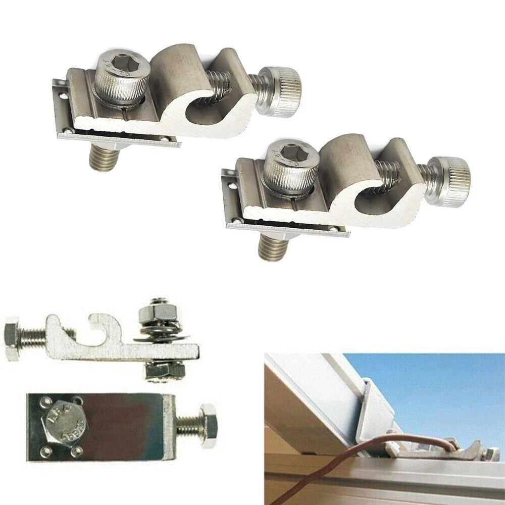 2X Stainless Steel Solar Grounding Clips for Solar Panels