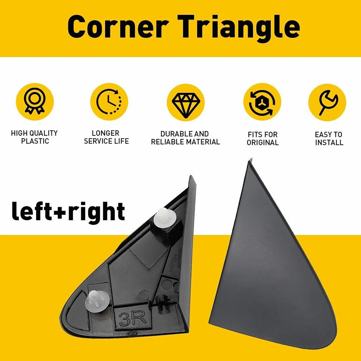 2X Black Side View Mirror Corner Cover for Toyota Corolla (2008–2013) 60118-12010