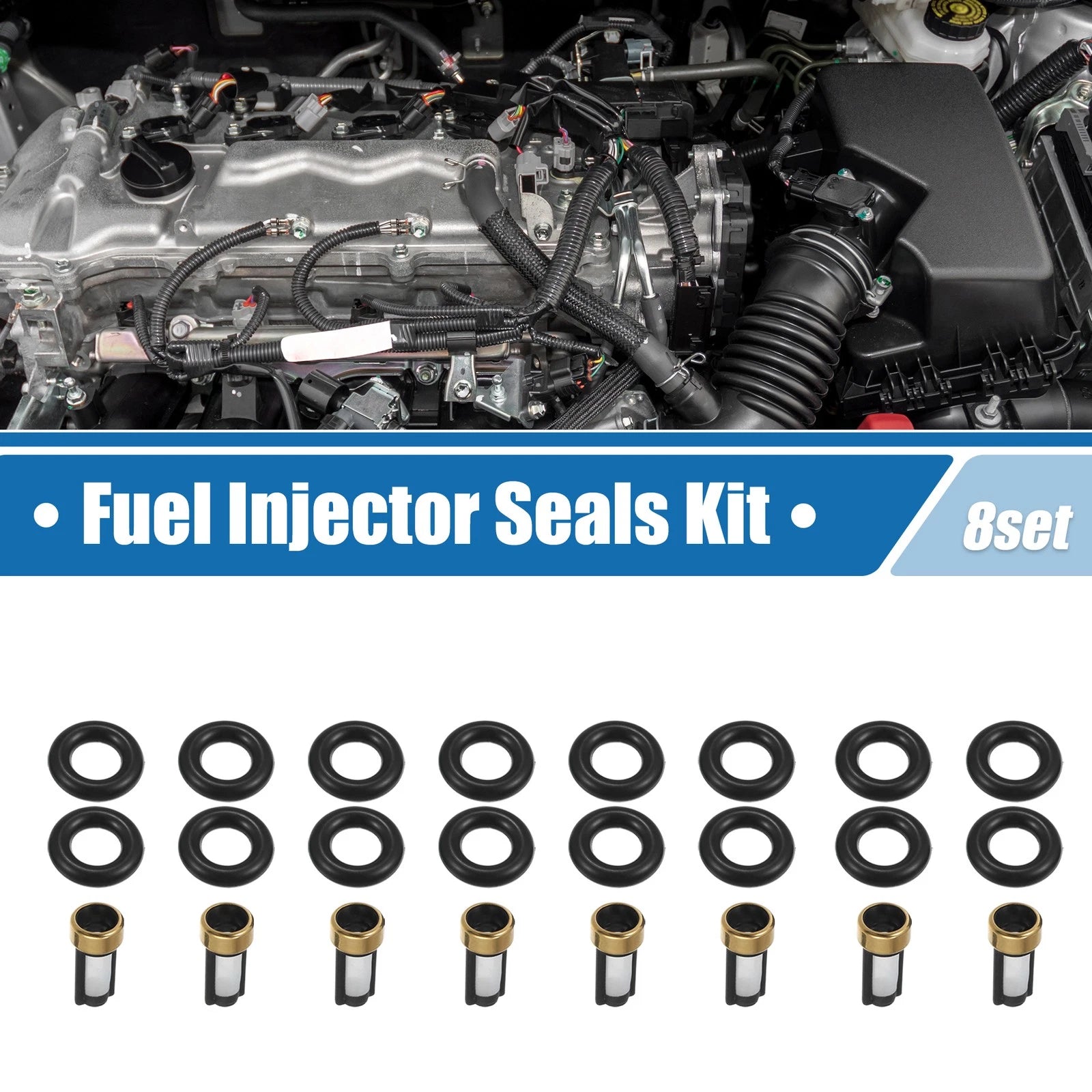 Fuel Injector O Ring Seals Kit with Micro Filters for Dodge Ram 1500 (2011–2024)