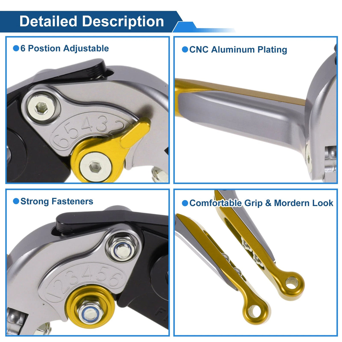 Adjustable Brake Clutch Levers for Kawasaki ZZR600 (1990–2006) Titanium Gold Tone
