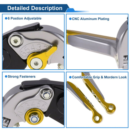 Adjustable Brake Clutch Levers for Kawasaki ZZR600 (1990–2006) Titanium Gold Tone