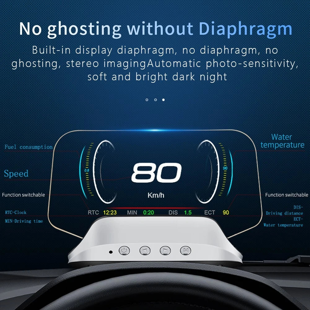 OBD2 HUD Cable for Car Speedometer (Black/Silver)