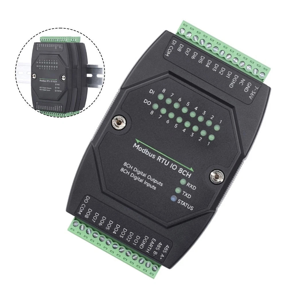 8-Channel I/O Module for DIN Rail Mounting