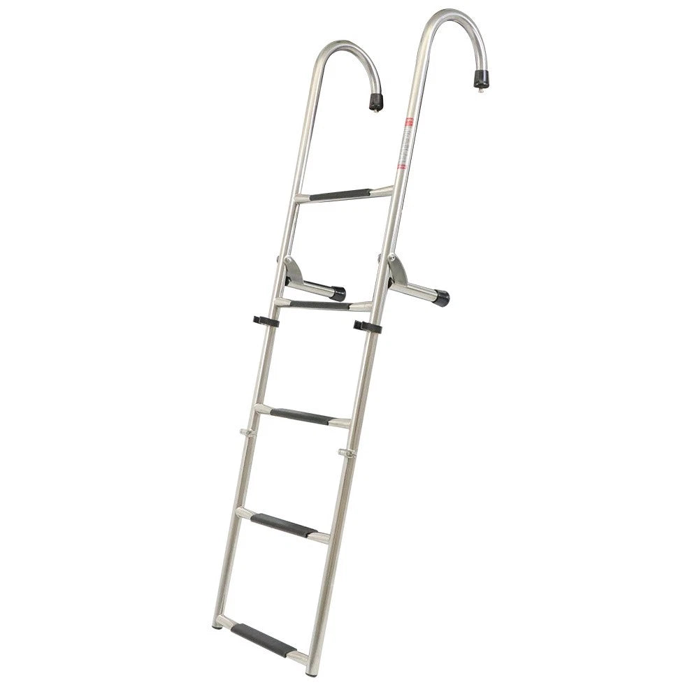 2-Step Stainless Steel Folding Ladder Telescoping 400 lb Limit