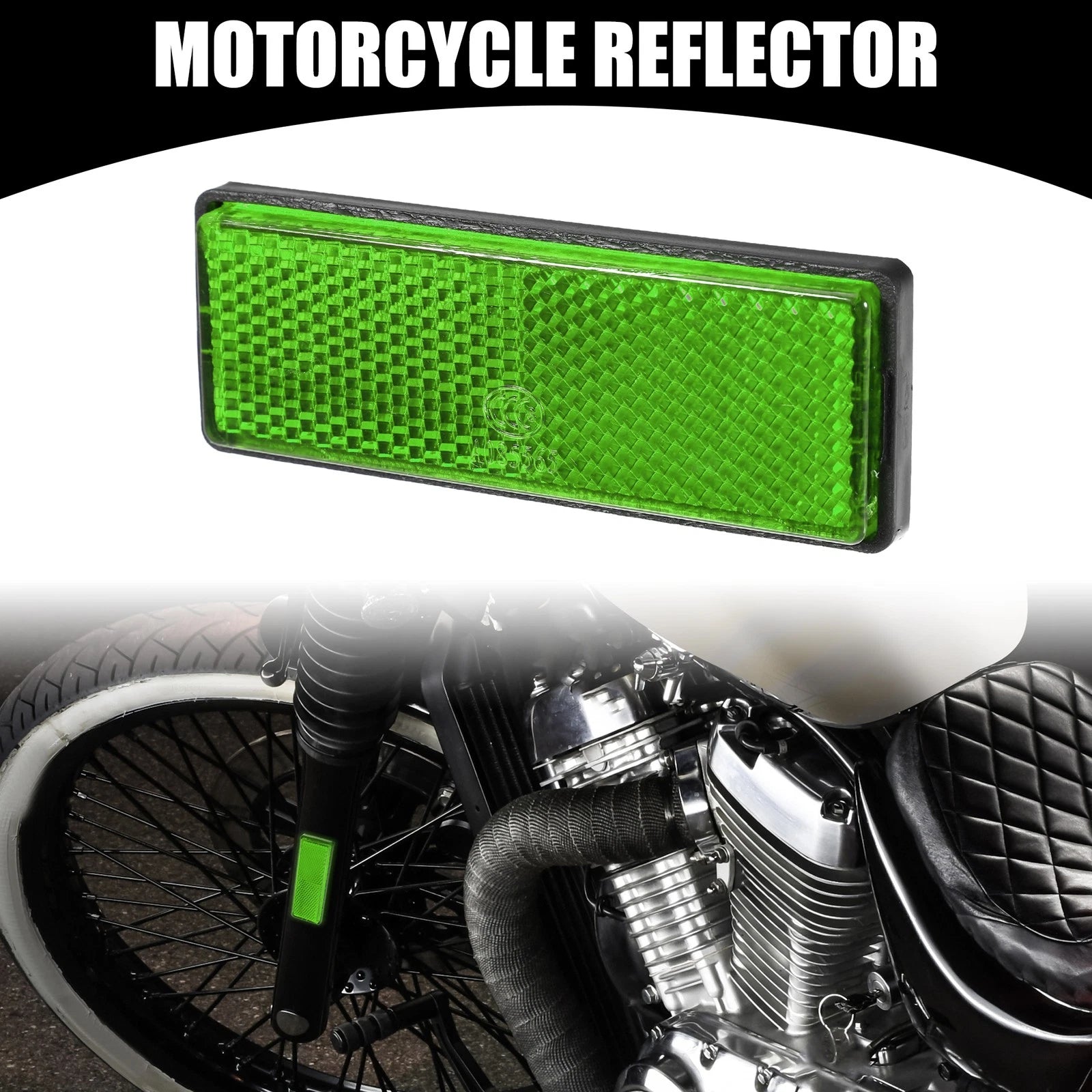 4PC Universal Reflector Rectangle Motorcycle for Green (3.46 in x 1.26 in)