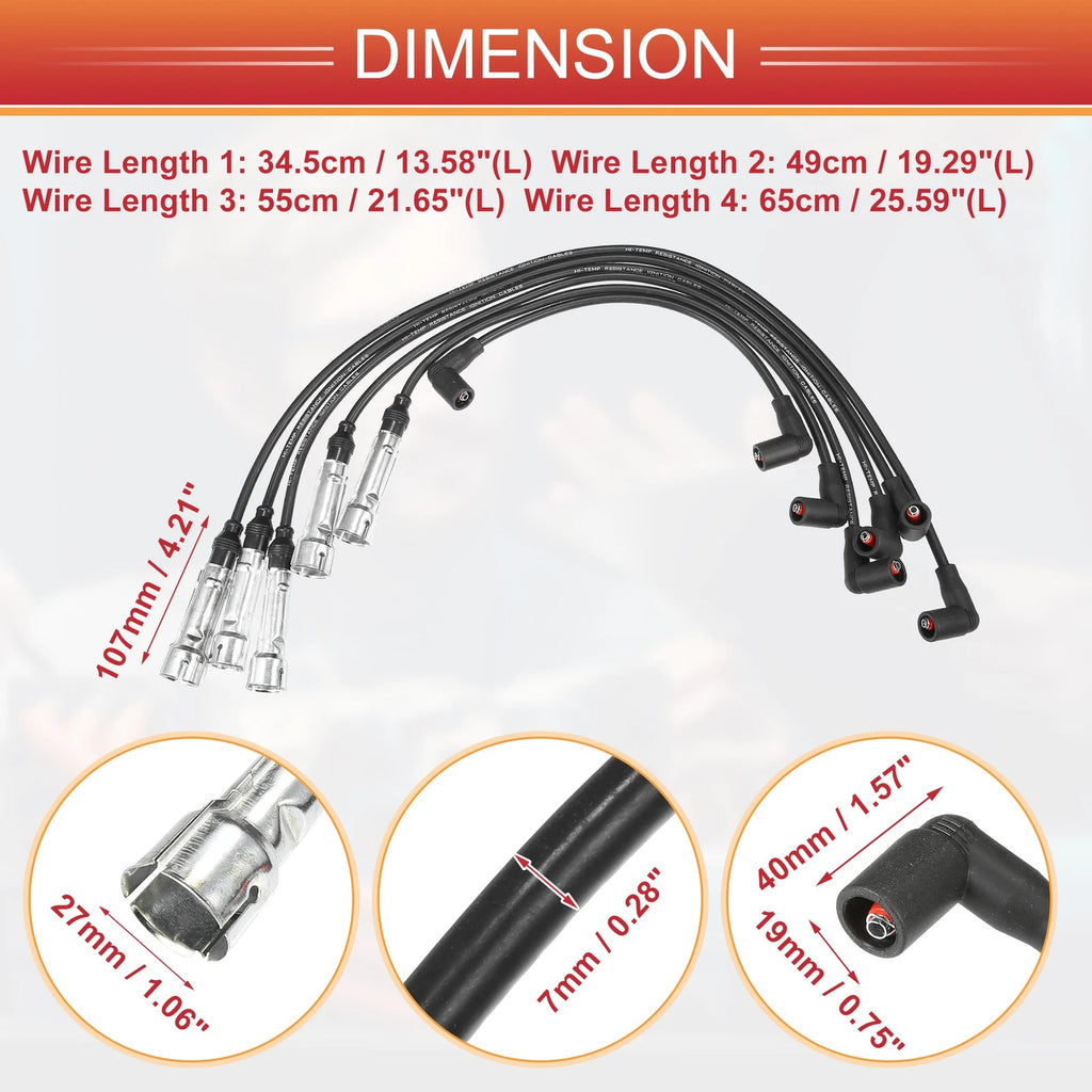 Ignition Coil Wire Set Replacement for Audi 80 100 200 (6 Pack, 1977–1996)