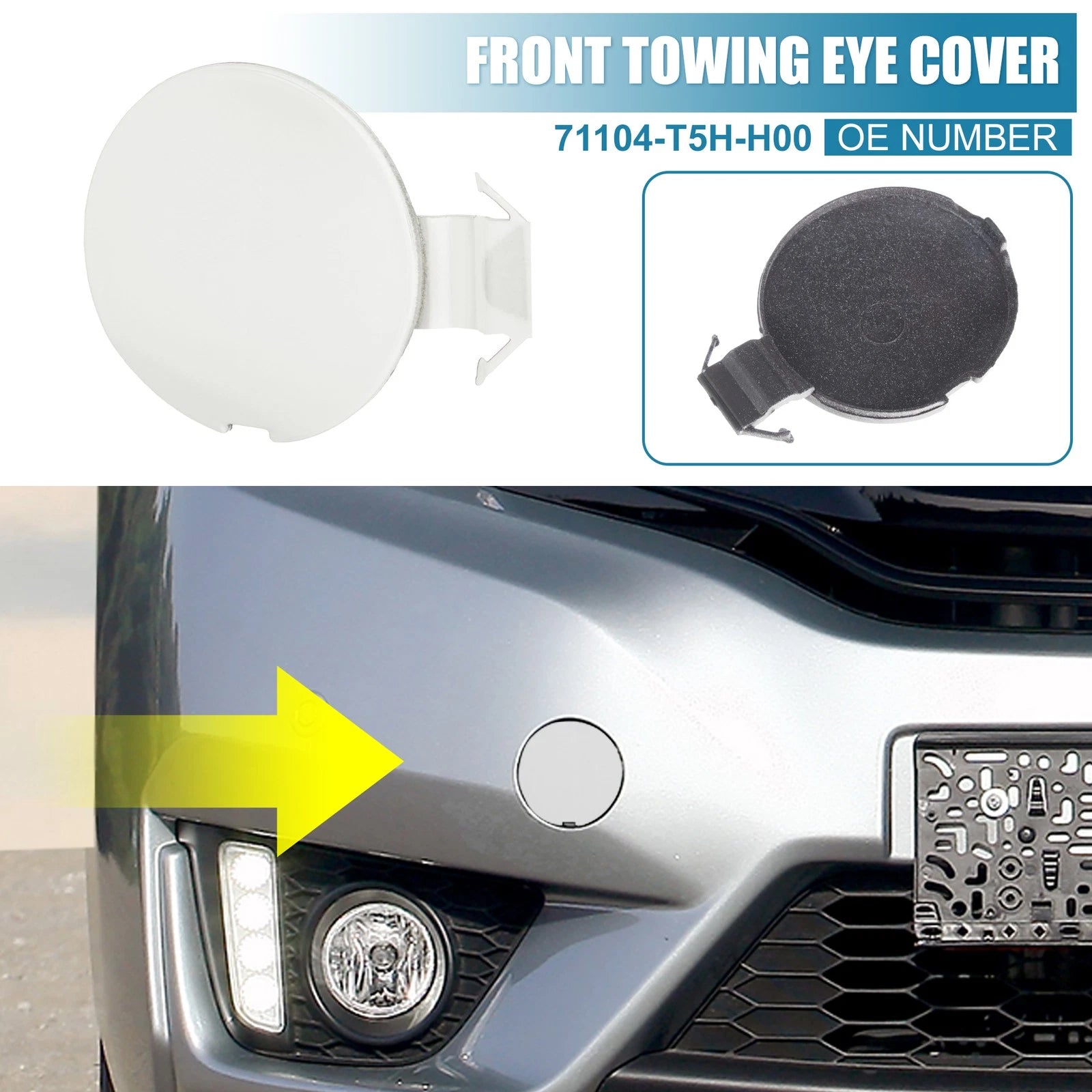Front Bumper Tow Hook Cover Replacement for Honda Fit Jazz GK5 (2014–2017)