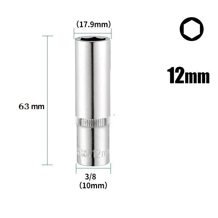 Set of 16 Deep Sockets for Versatile Applications (38 Inch)