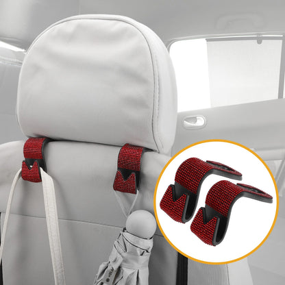 2 Pcs Universal Car Seat Headrest Hook for Hanging Purses Red