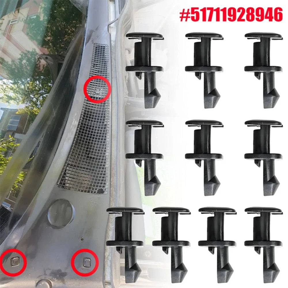 10x Windshield Cowl Cover Clips for BMW (51711928946)