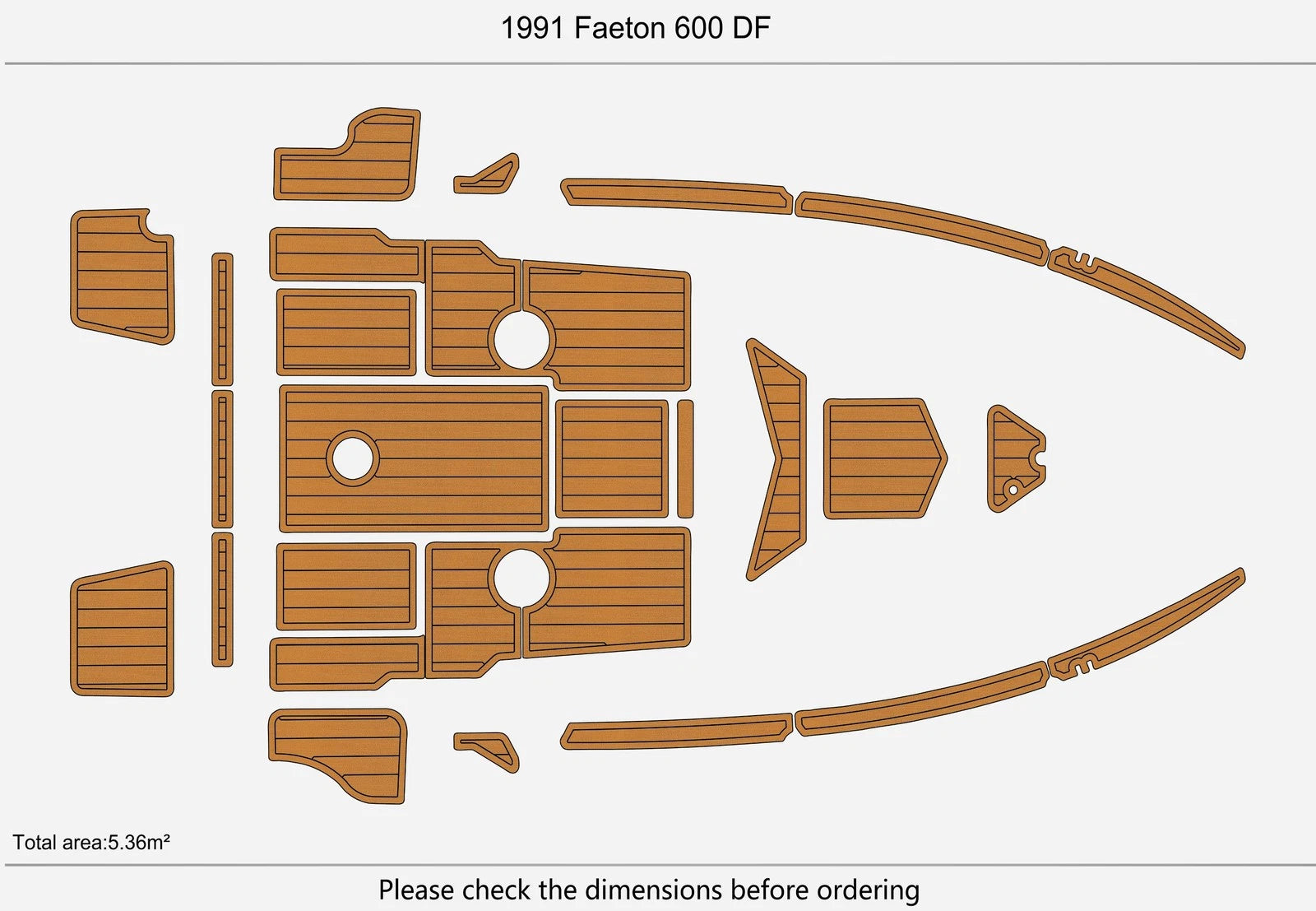 Seadek Swim Platform Cockpit Pad for Faeton 600 DF (1991) - EVA Teak Flooring Mat