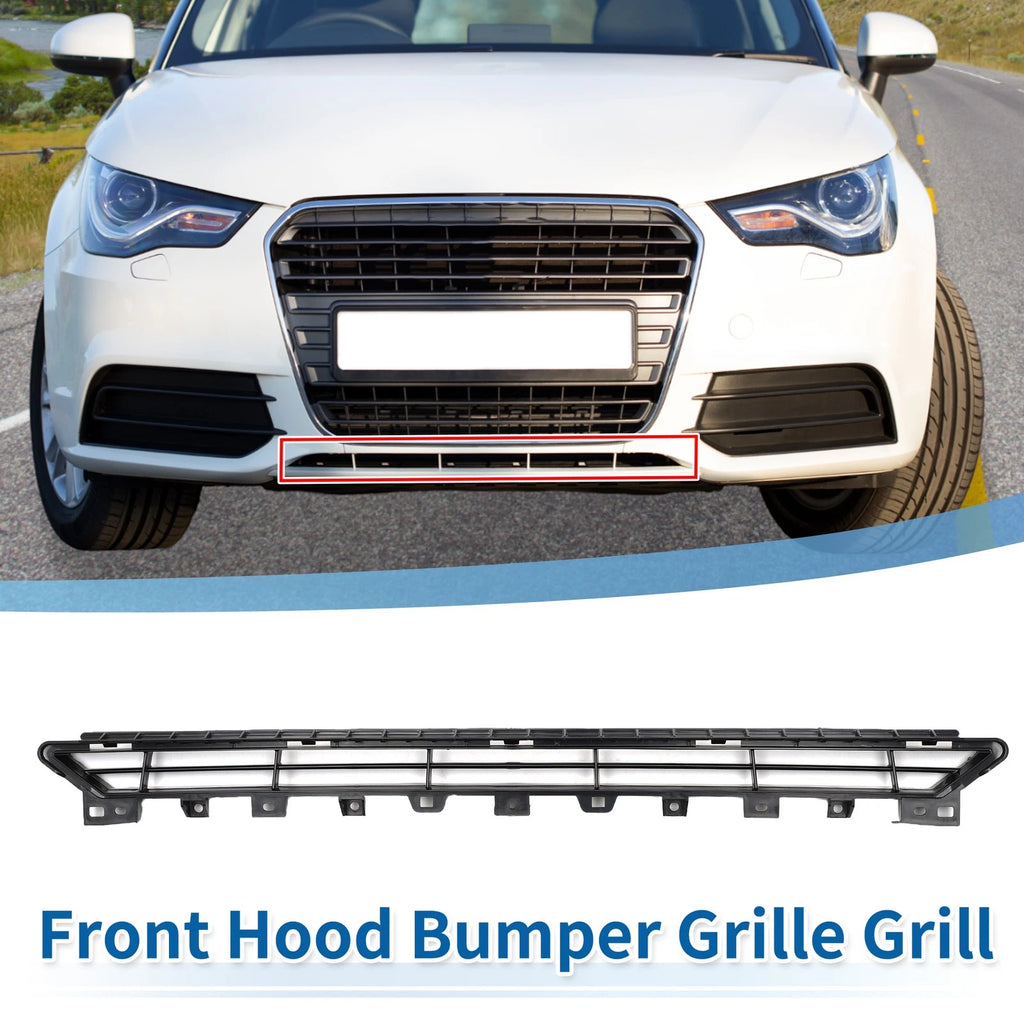 Front Lower Hood Bumper Grille for Audi A1 (2015–2018) Black ABS Plastic