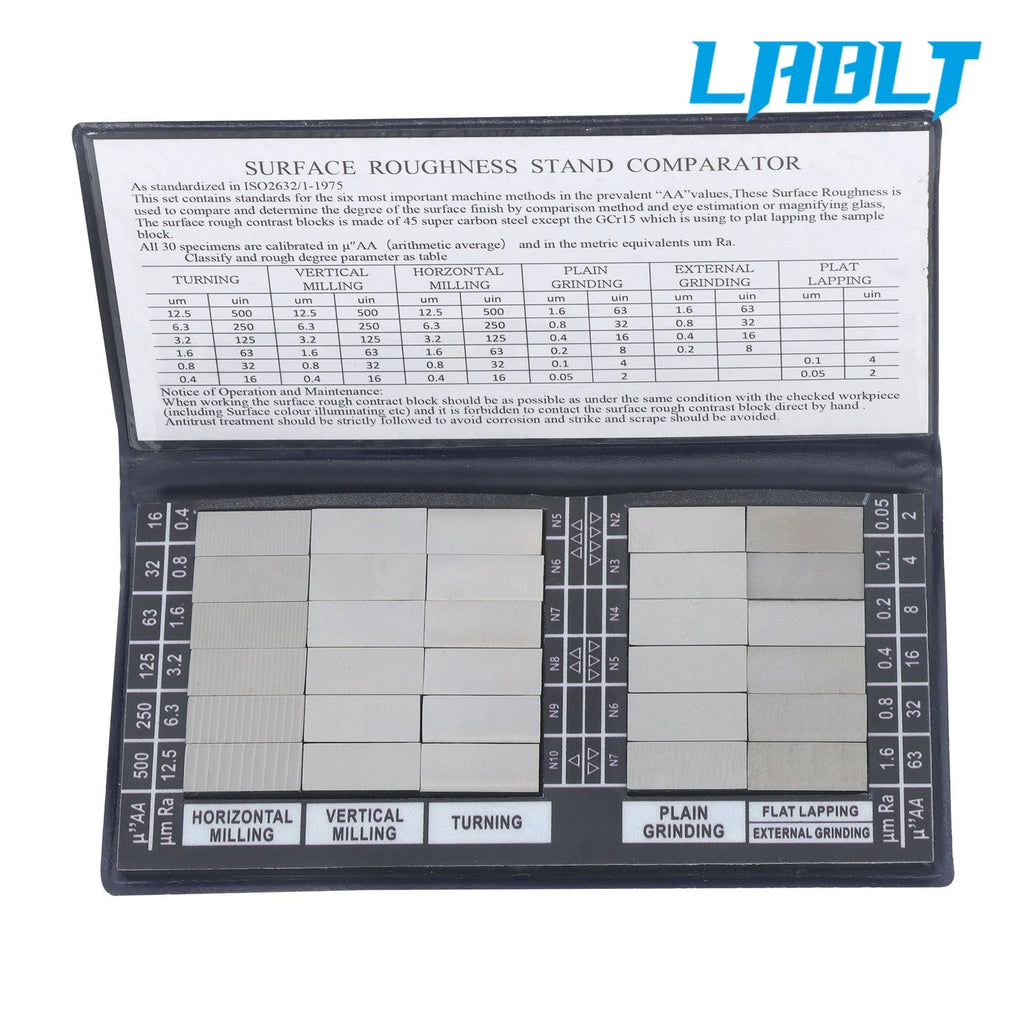 30Pcs Surface Roughness Standards Set for LABLT (Ra0.05-12.5mm)
