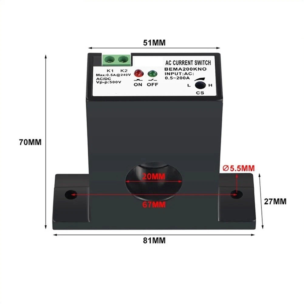 AC Current Sensor Switch Relay for Various Applications (0.2A-200A)