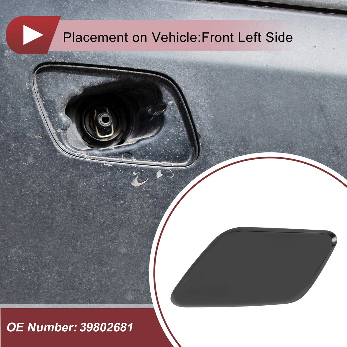 Front Left Bumper Trim Nozzle Cover No.39802681 for Volvo S60 (2011–2013) Black