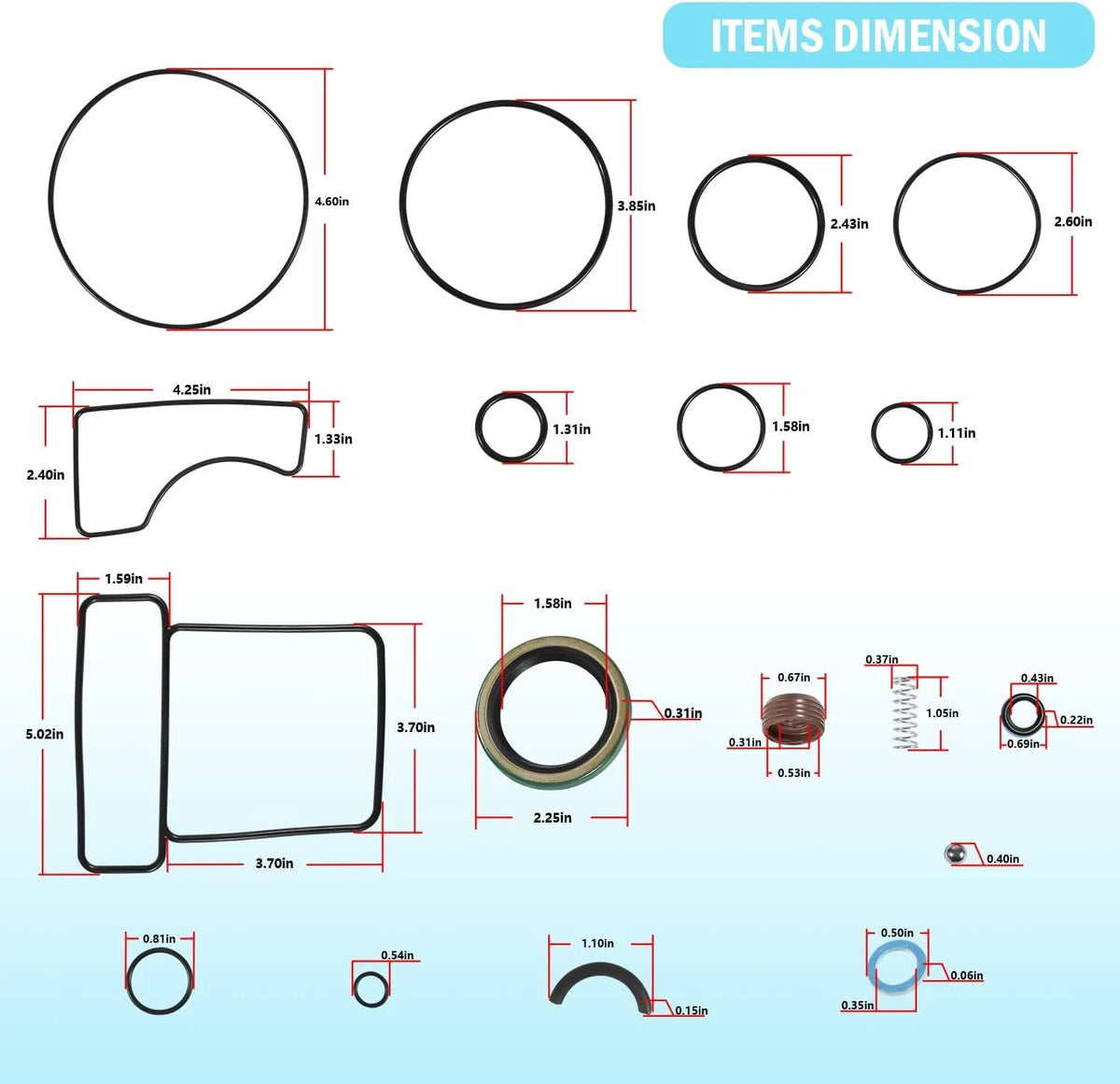 Upper Seal Kit for Mercruiser Bravo I II III X XR XZ (Replace 26-16709A2 18-2643)