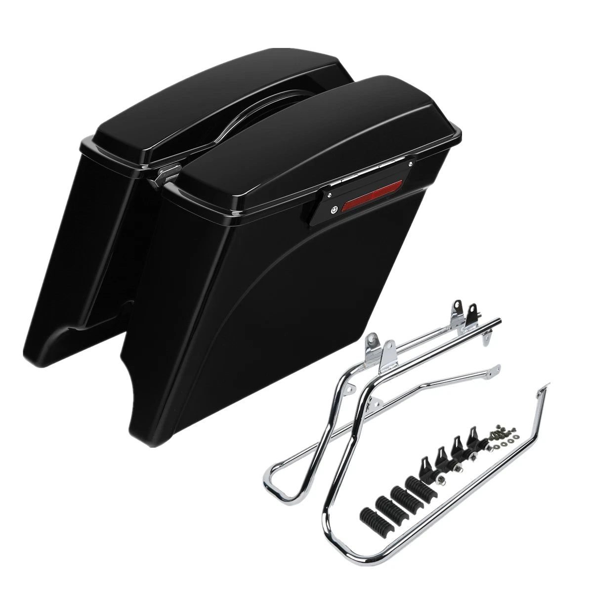 5" Black Stretched Saddlebags & Conversion Brackets for Harley Softail FLST (1984–2017)