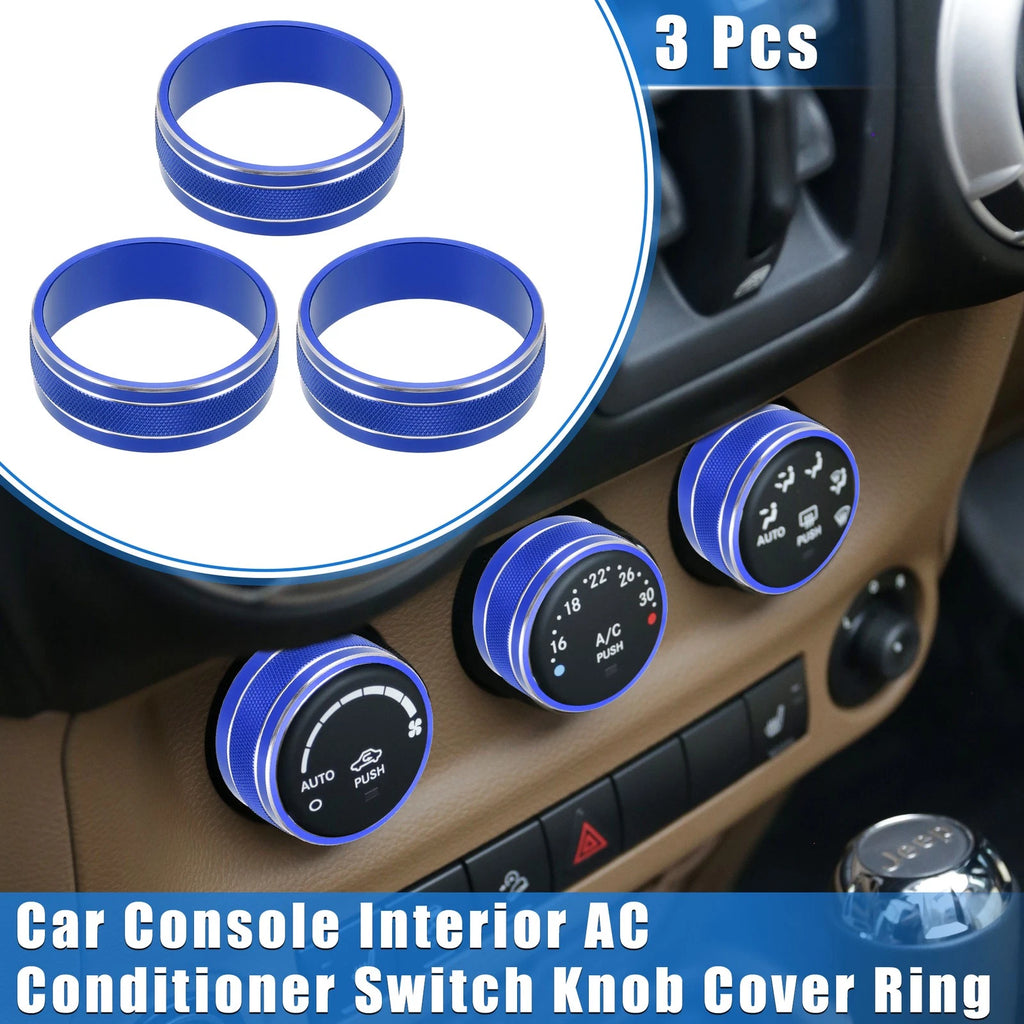 3Pc AC Switch Knob Cover Ring Replacement for Jeep Wrangler JK JKU (2011–2018)