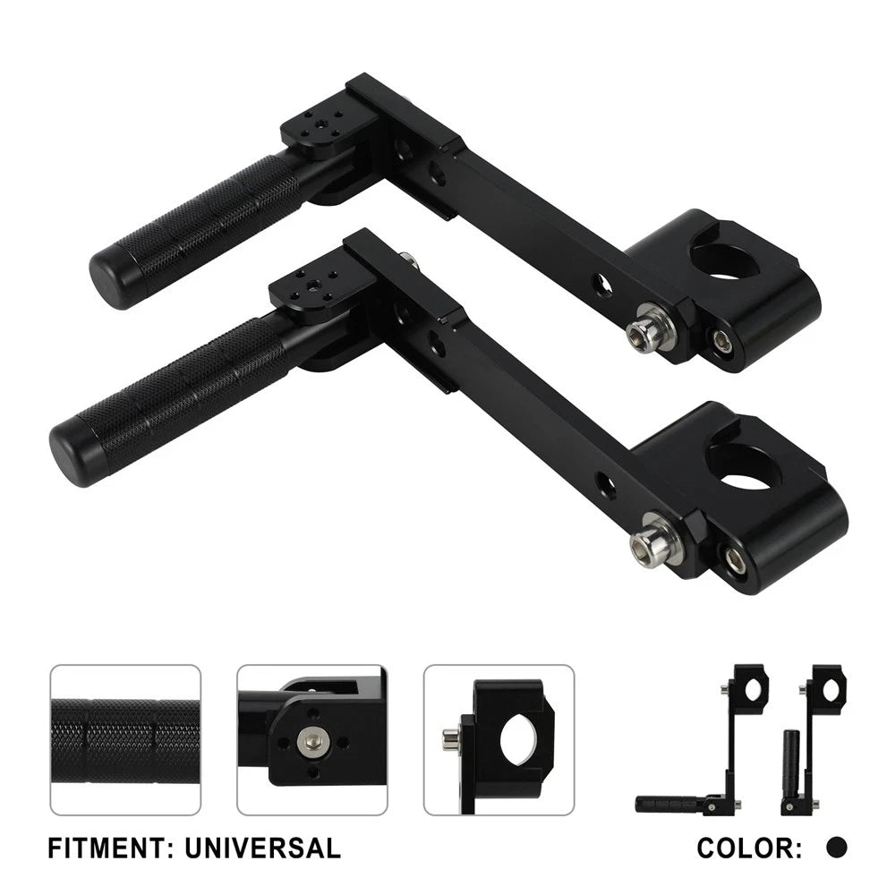 2x Motorcycle Adjustable Highway Foot Pegs Pedals For 7/8"-1.25" Crash Bar Mount