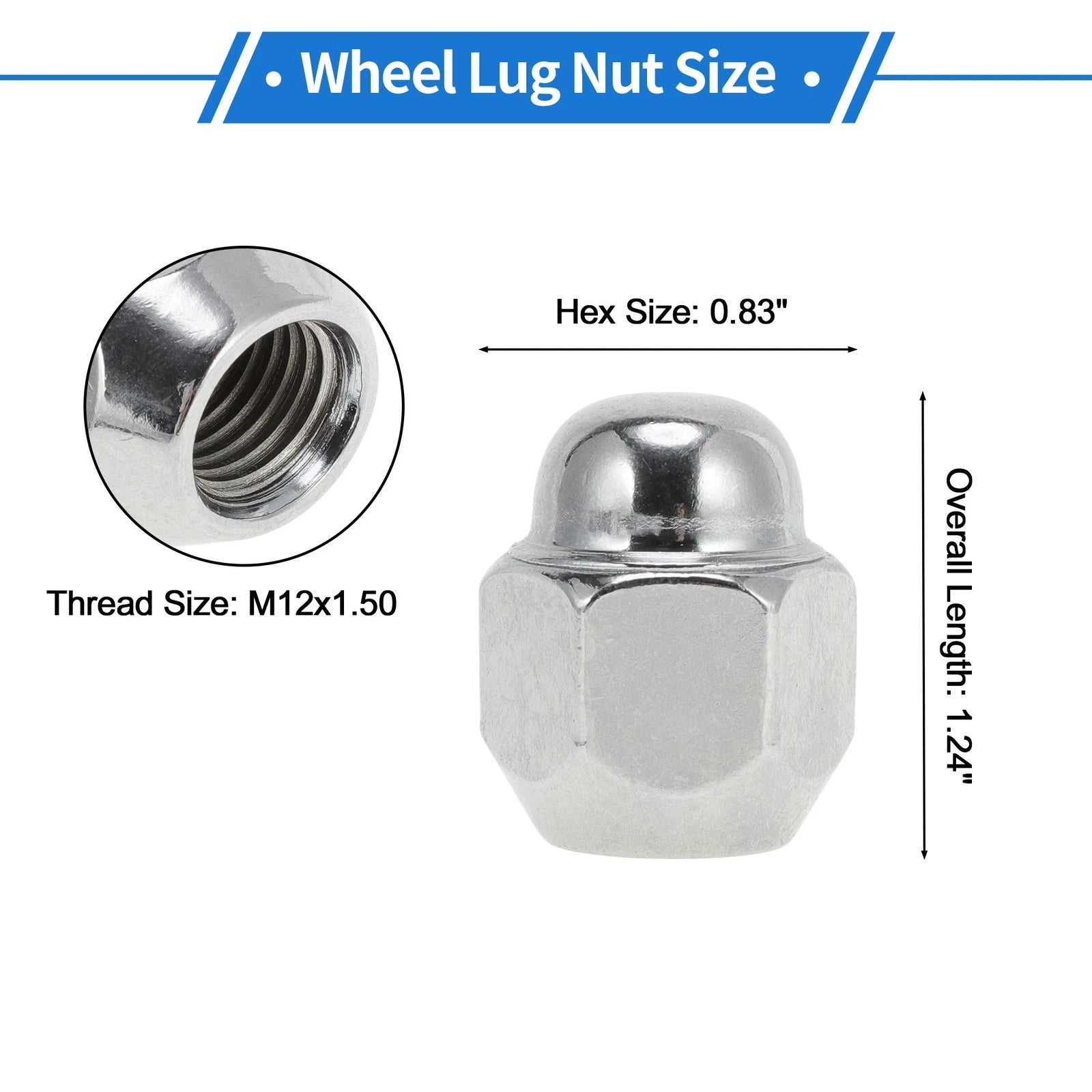 Wheel Lug Nuts Set 4 Pc M12x1.5 for Hyundai Accent (2007–2009)