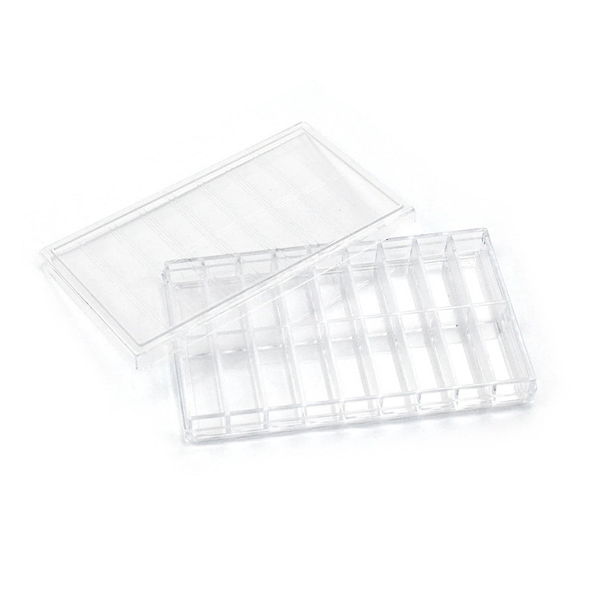 Storage Containers for Small Parts (11x6.5x1.5cm) - Clear Rectangle, 18 Grids