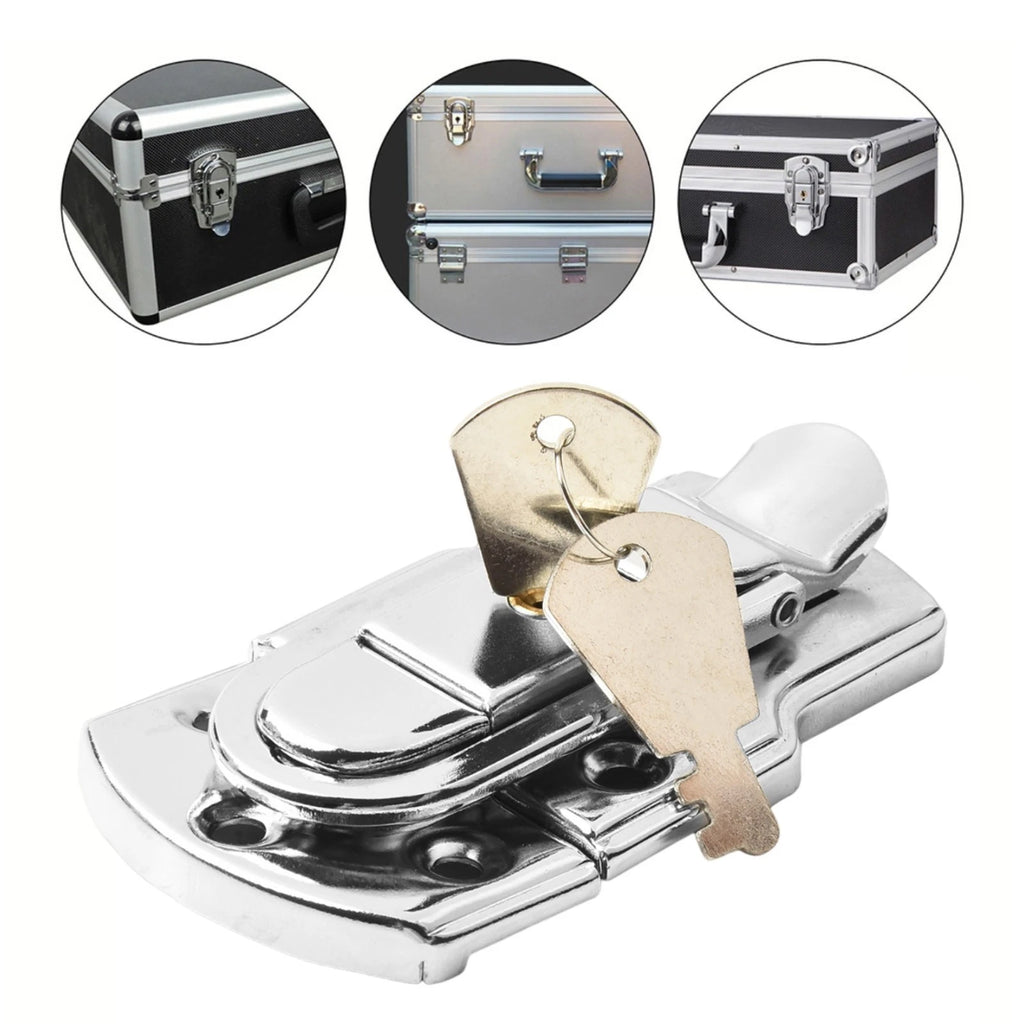 Secure Metal Latch Hasp Buckle Lock with 2 Keys for Cabinets Lockers Boxes