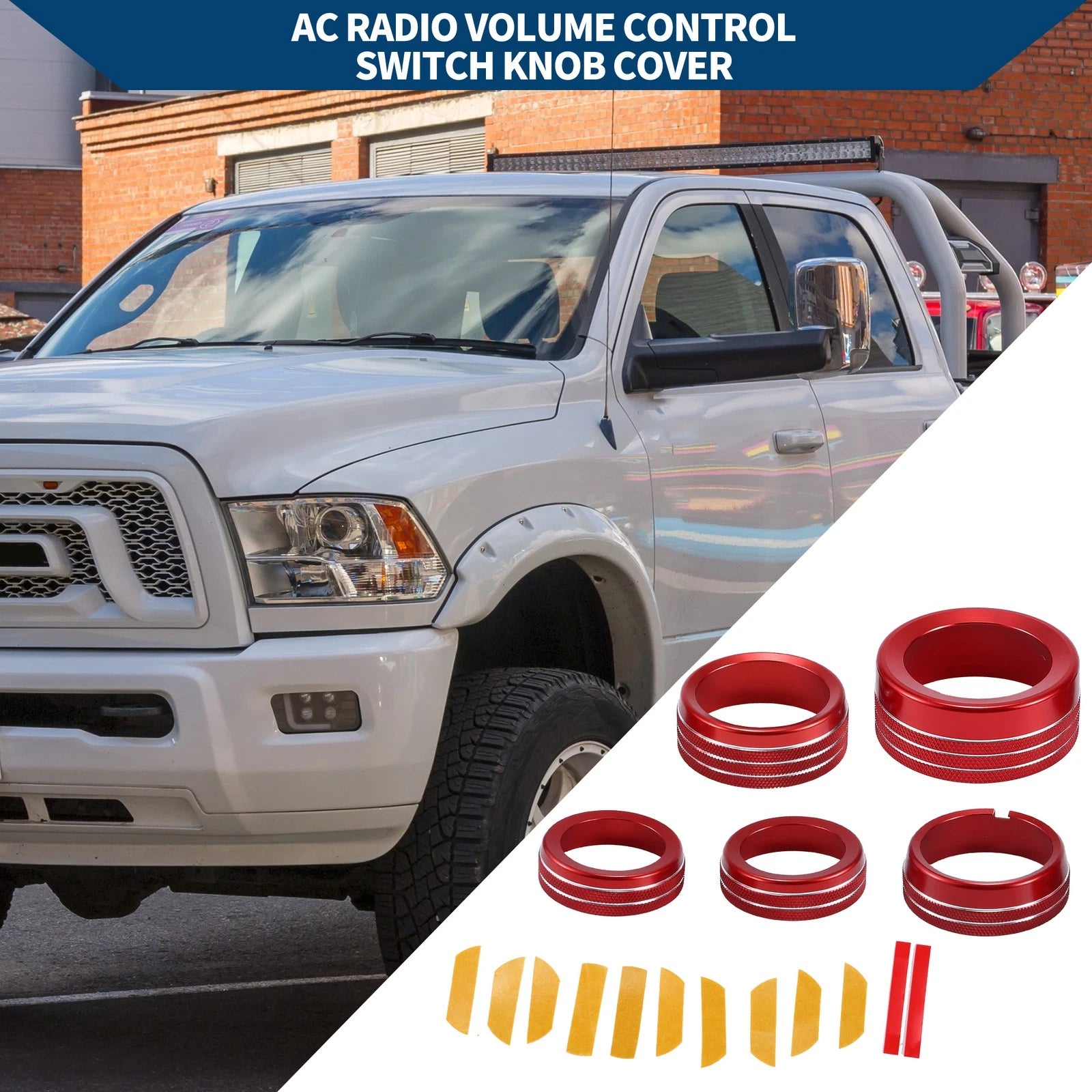 Headlight Media Knob Cover 5 Pcs for Dodge Ram (2013–2017)