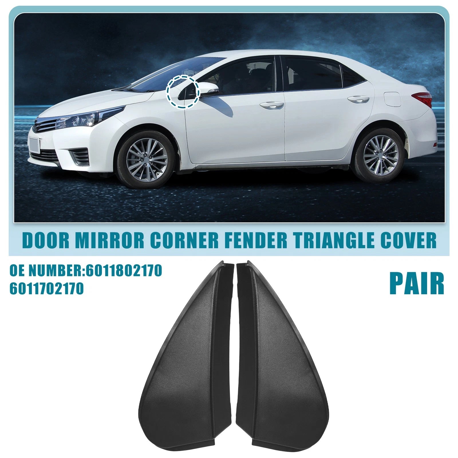 Mirror Corner Fender Triangle Cover Pair for Toyota Corolla (2003–2010)