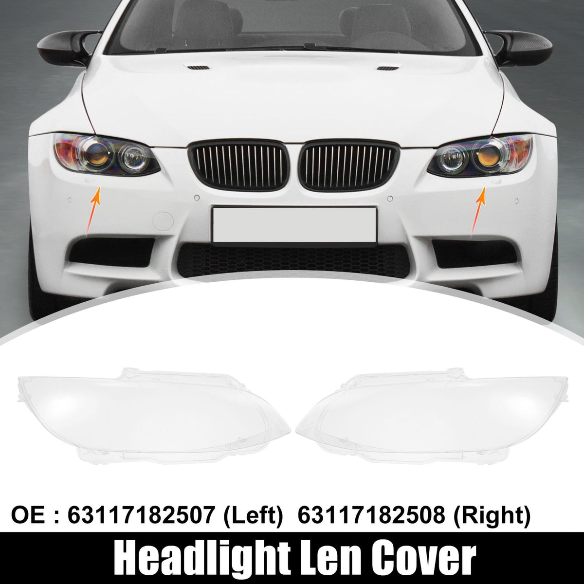 Headlight Lens Cover Front Pair for BMW M3 (2008–2013)