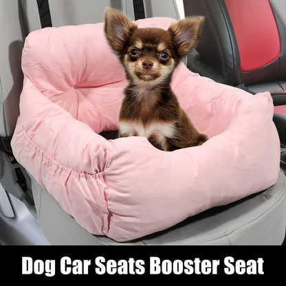 Dog Car Seat Booster with Adjustable Straps for Pet - Pink