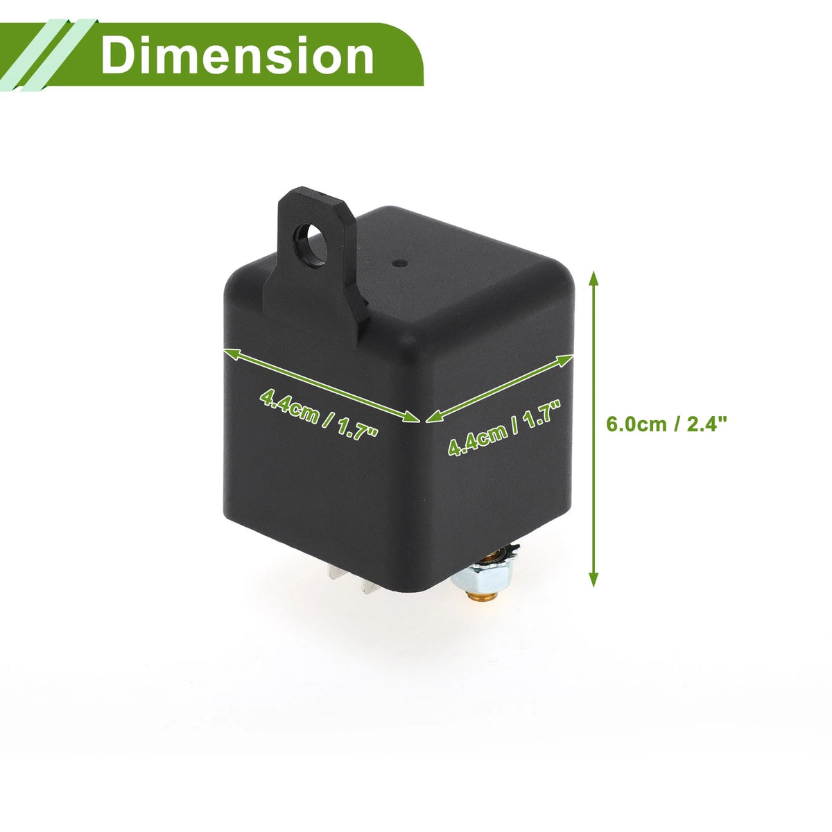 Set of 1 Auto Relay 2 Pins 12V 120A for Car (Waterproof, Black)