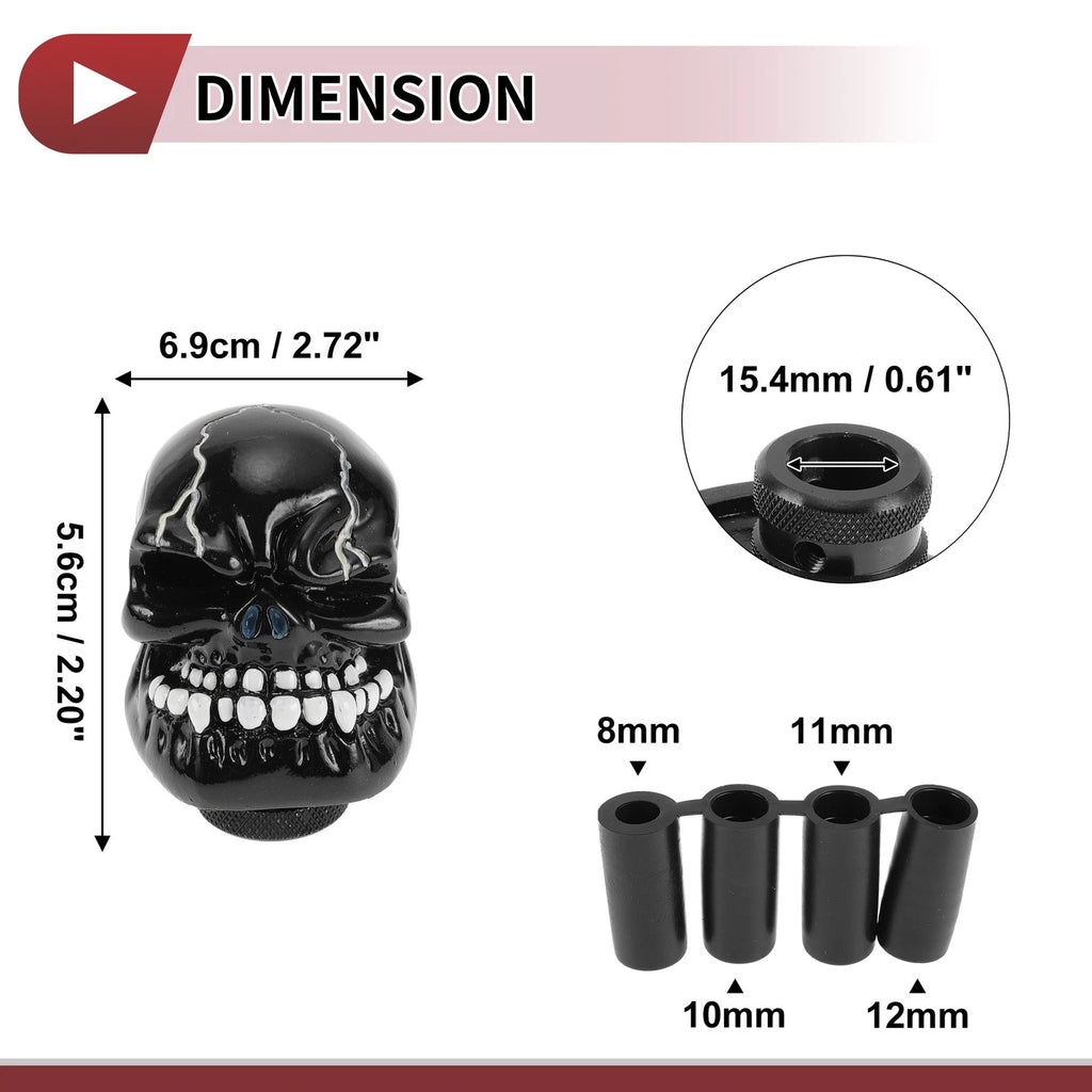 Skull Shift Knob with 4 Adapters for Universal Fit (Automatic/Manual)