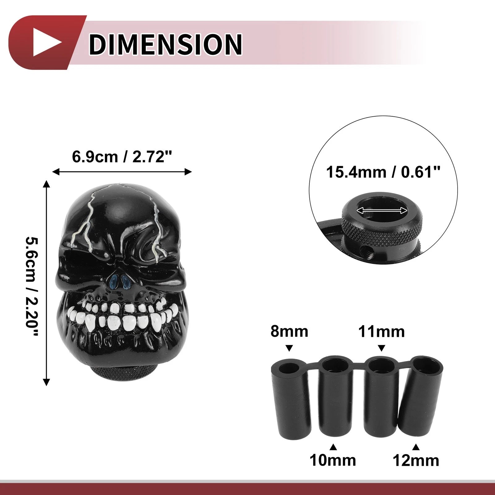 Skull Shift Knob with 4 Adapters for Universal Fit (Automatic/Manual)
