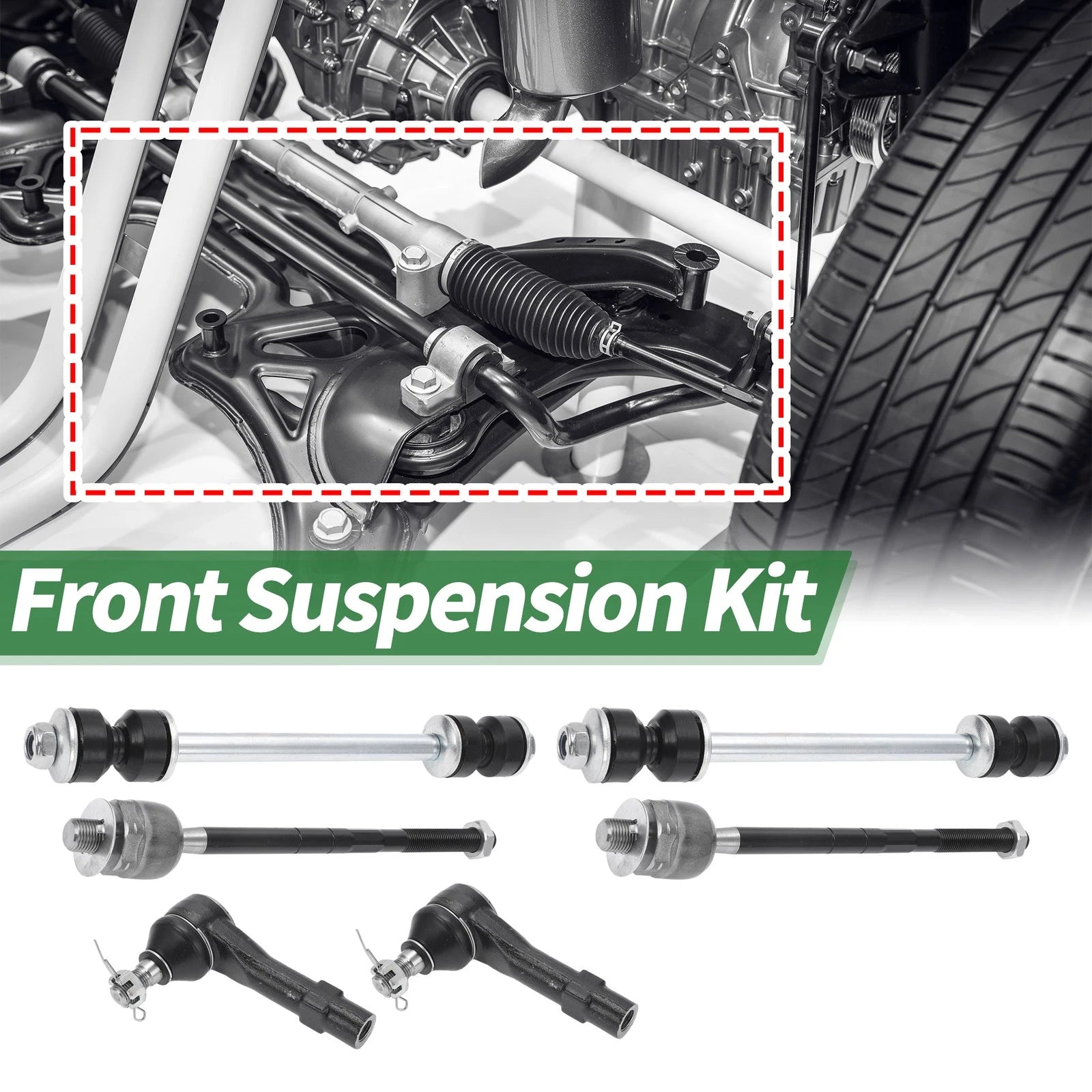 6 Pcs Front Suspension Kit Tie Rod Ends and Sway Bar Link for Ford Explorer (2002–2010)