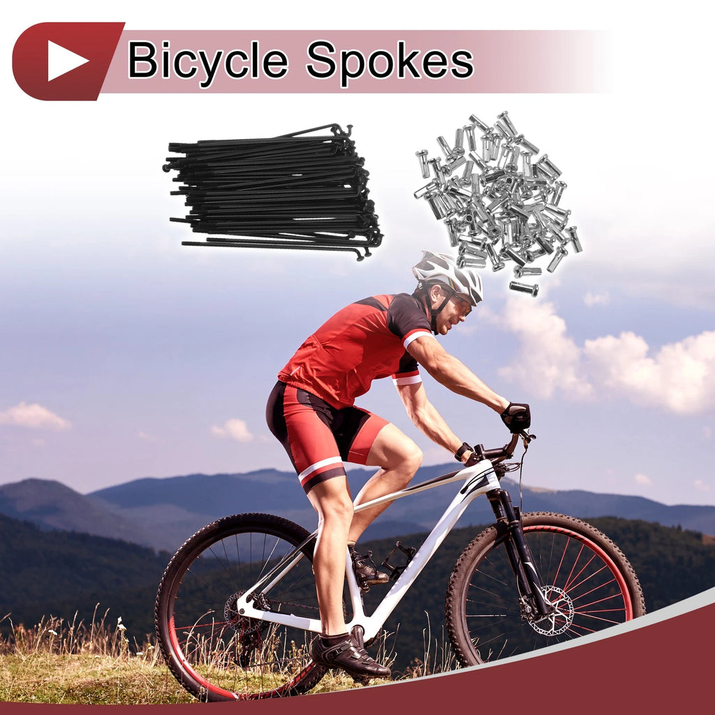 Bicycle Spokes Set 83mm Carbon Steel Black for 14G Wheel (72 Pack)
