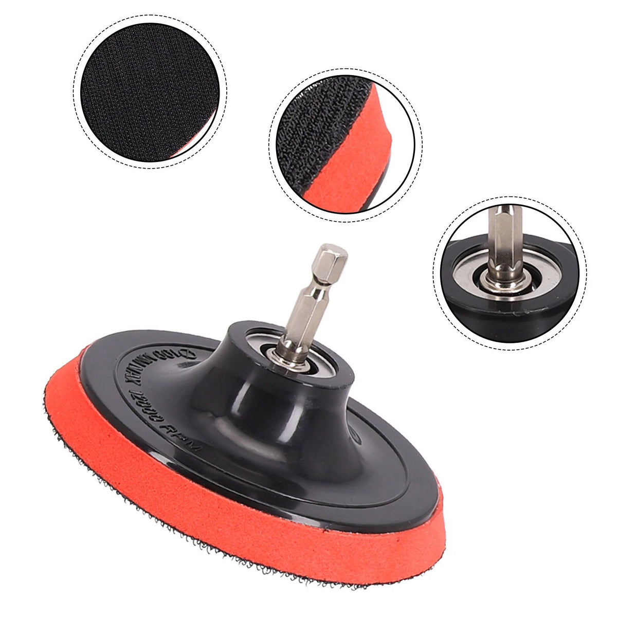 Buffing Pad for Sanding Discs - Polyurethane Backing Pad, Drill Adapter