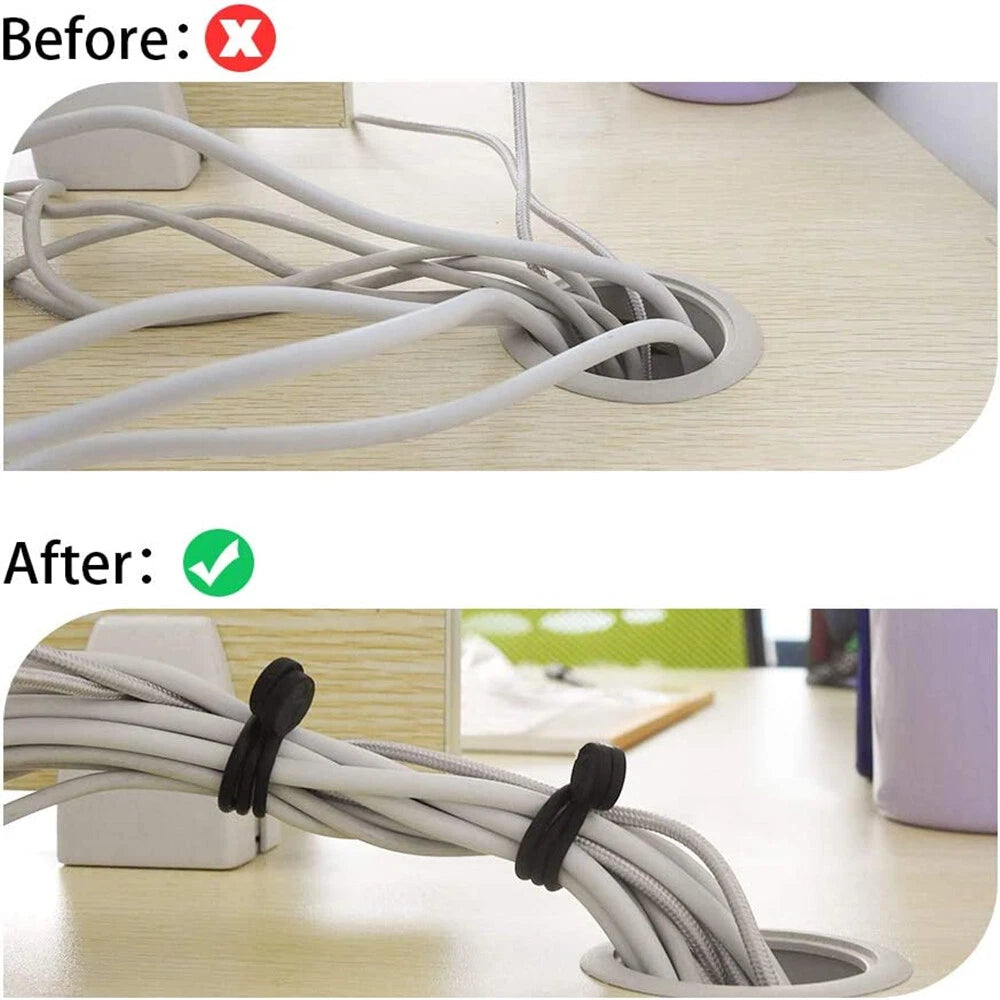 20x Magnetic Silicone Cable Ties for Bundling