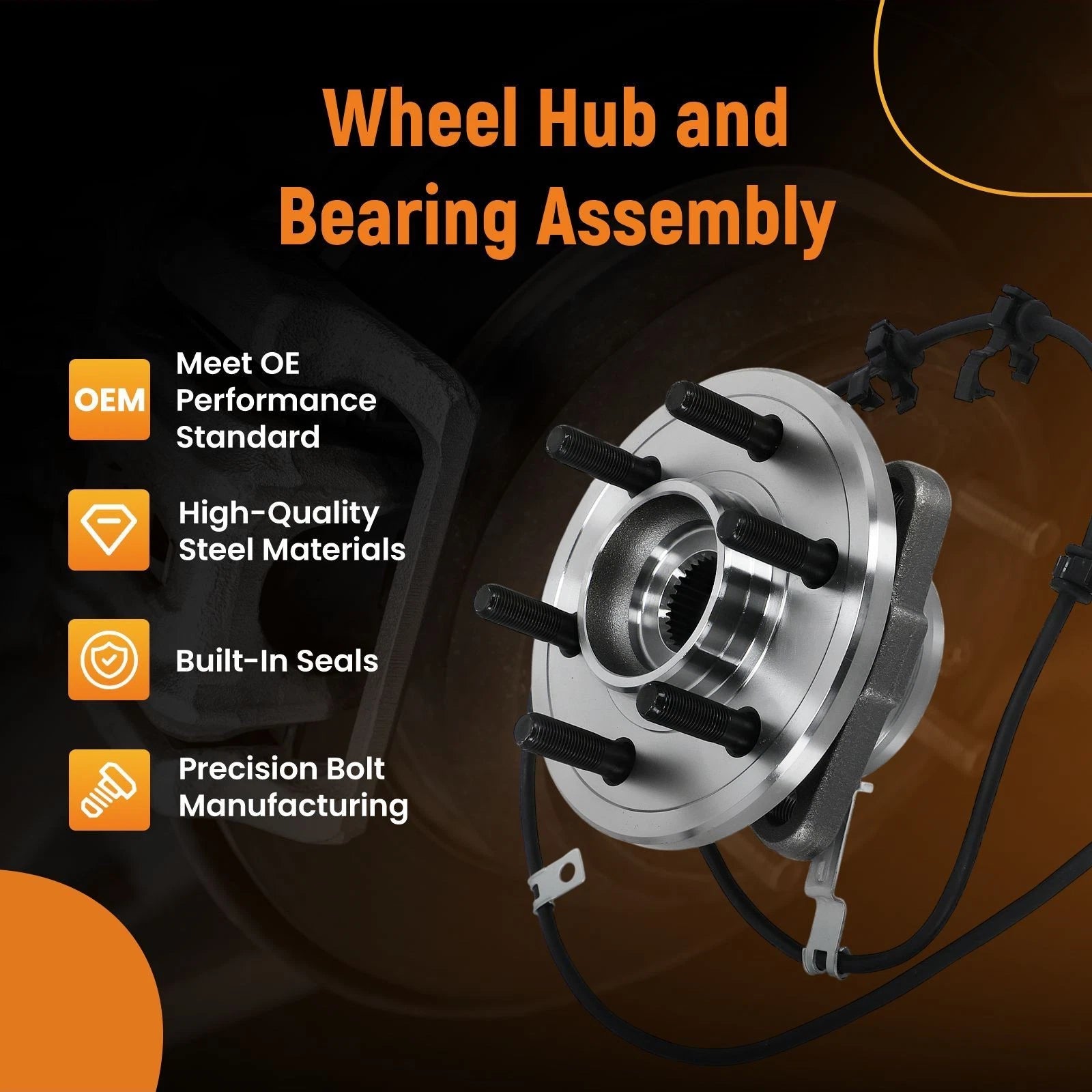 Front Wheel Hub & Bearing Assembly for Dodge Durango (1998–2003) 4WD