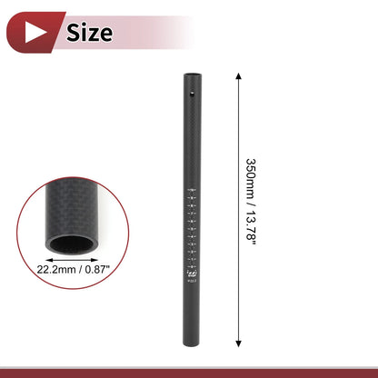 Bike Seat Post 22.2mm for Universal Models (350mm, Matte Black, Carbon Fiber)