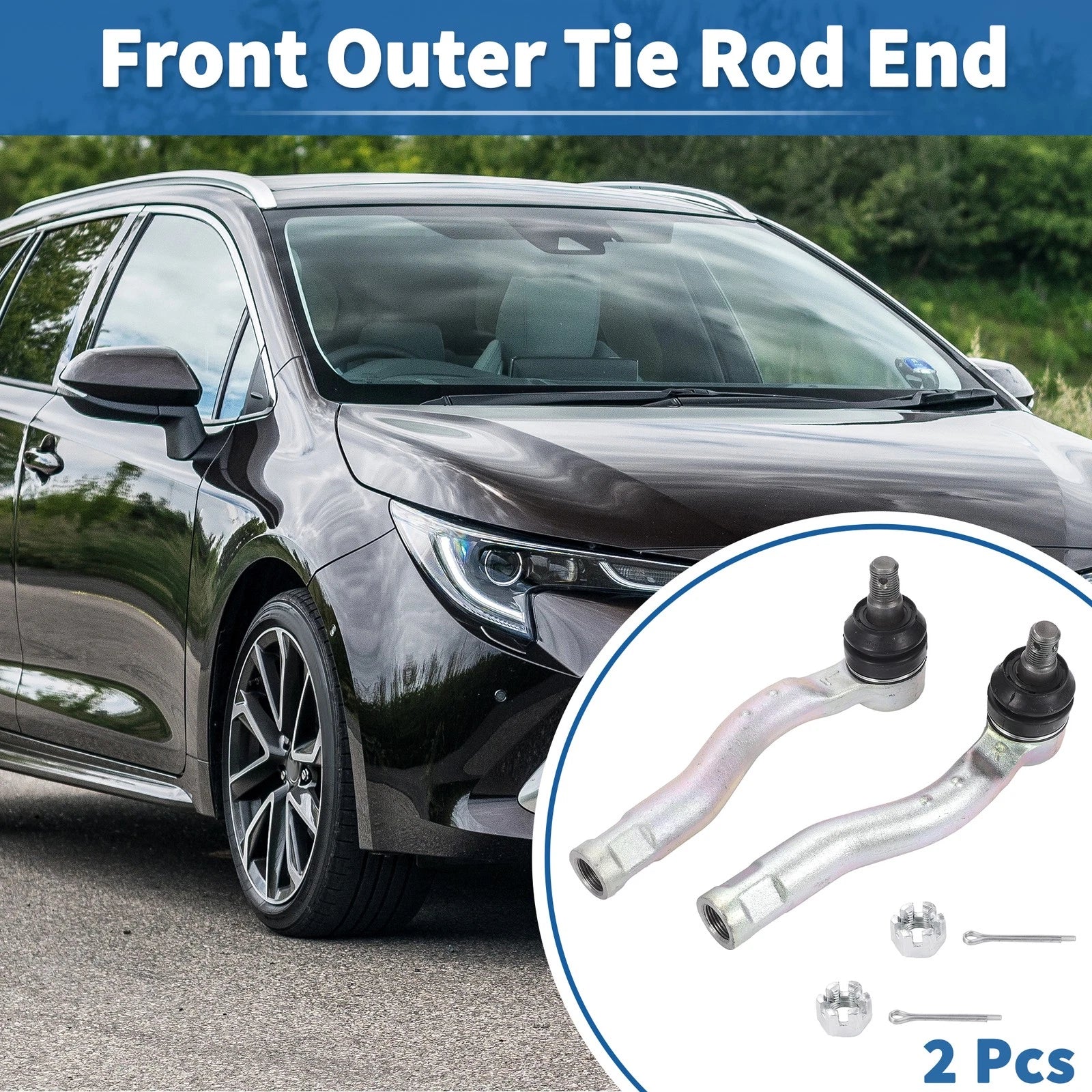 2PCS Front Outer Tie Rod Ends Links Replacement for Toyota Land Cruiser (1998–2002)