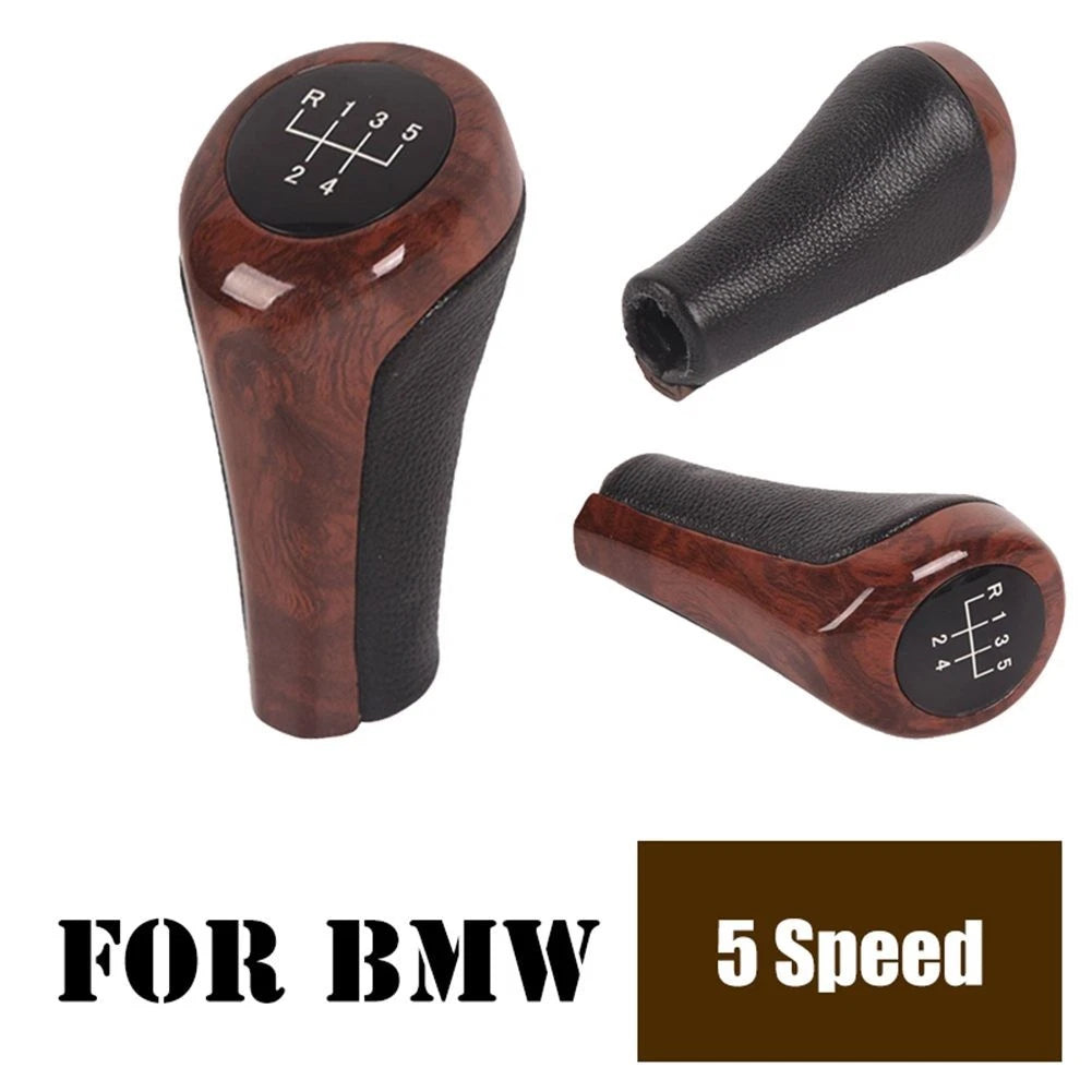 Wood Grain Leather Gear Shift Knob for