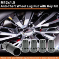 Tire Wheel Locking Nut M12x1.5 with Key Socket for Toyota Honda Grey (—)