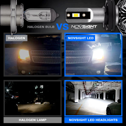 4X H11 9005 LED Headlight Bulbs for NOVSIGHT (300% Brighter, 6500K)