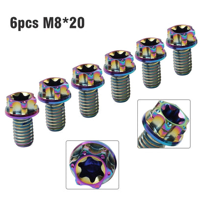 6X M8x20mm Titanium Torx Head Flange Bolts for Motorcycle Bike