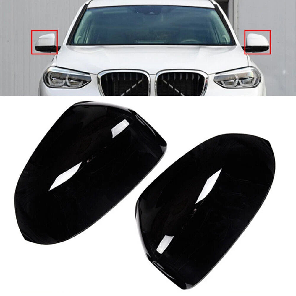 ABS Rearview Side Mirror Cap Cover for BMW X3 X4 (2018–2022) Gloss Black