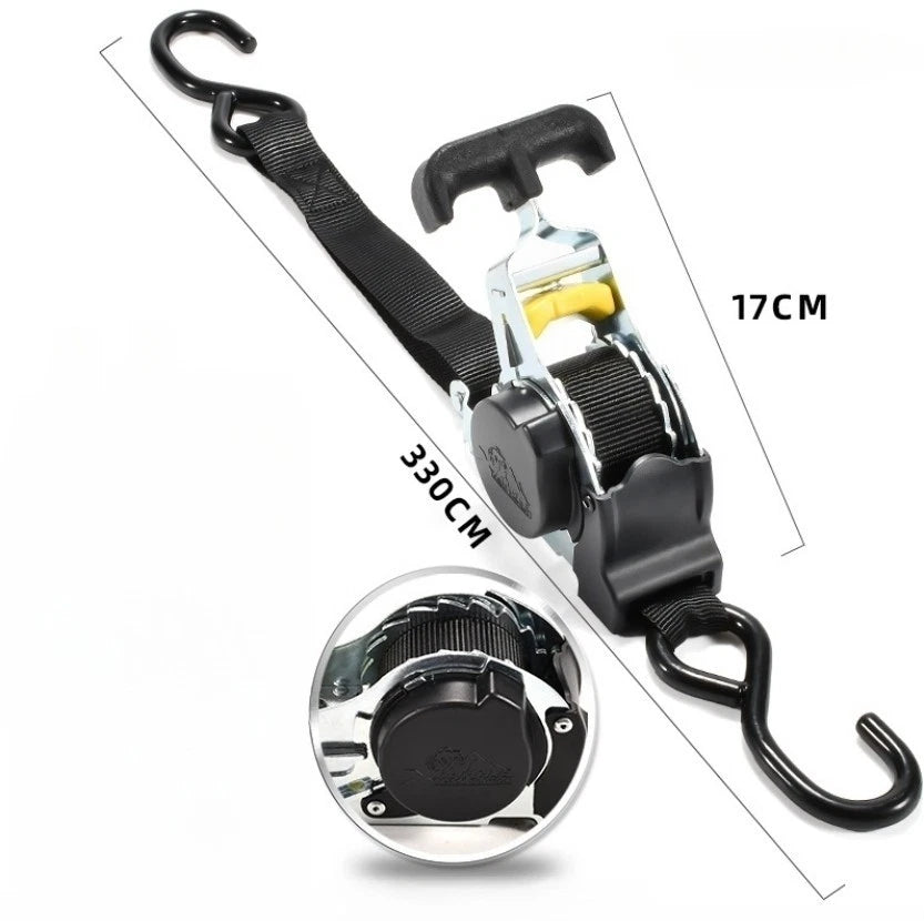2X Ratchet Tie Down Belt for Car and Motorcycle (Retractable, 25mm Wide)